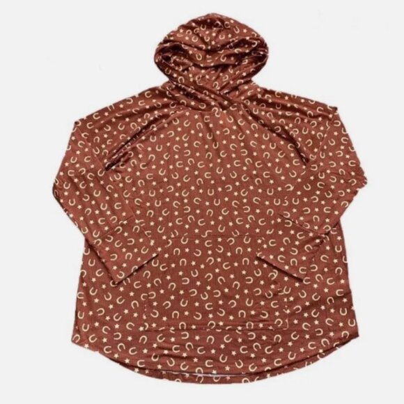 LuLaRoe Hoodie, Amber, Size 3x, Horse Shoes & Stars Pattern - Picture 2 of 4